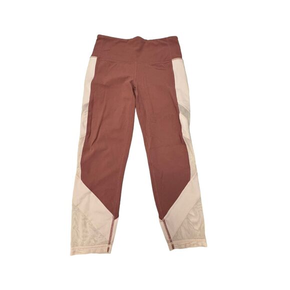 Athleta Exhale Capri Sz S Crushed Berry Cropped Legging Mid Rise Povervita Mesh - Picture 1 of 6